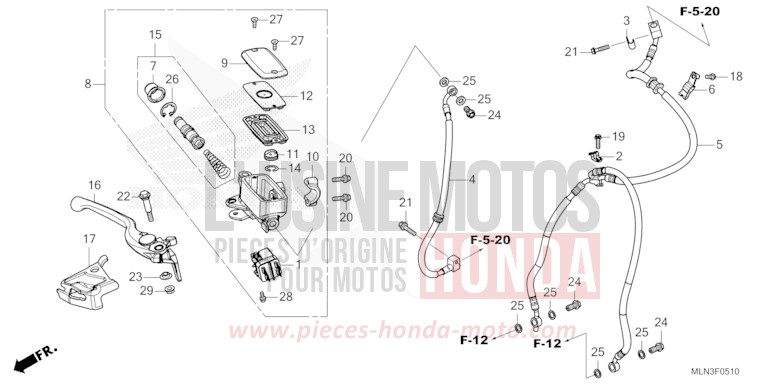 HAUPTBREMSZYLINDER, VORNE ZYLINDER von Africa Twin Mechanik GRAND PRIX RED (R380B) von 2024